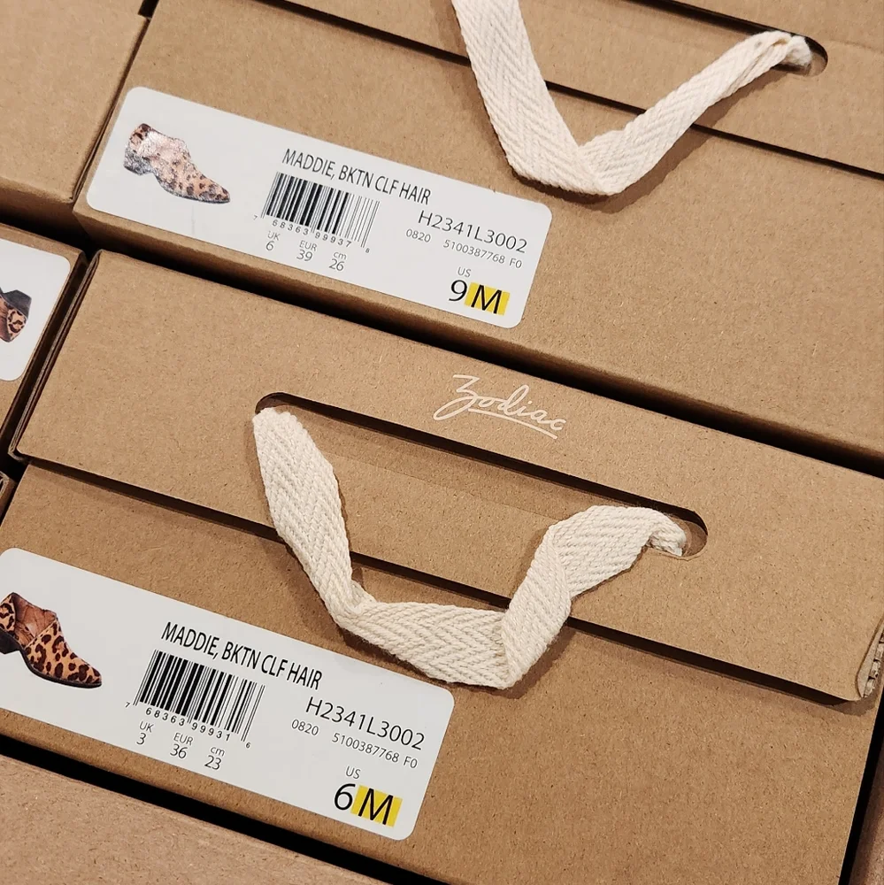 ZODIAC- Calf hair - Maddie Leopard BlkTan Booties - Size 8 - Picture 5 of 6